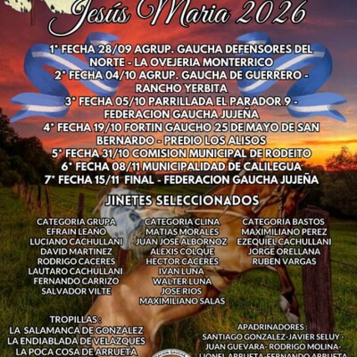 Jornadas Clasificatorias a Jesús María 2026 – Pcia. de Jujuy