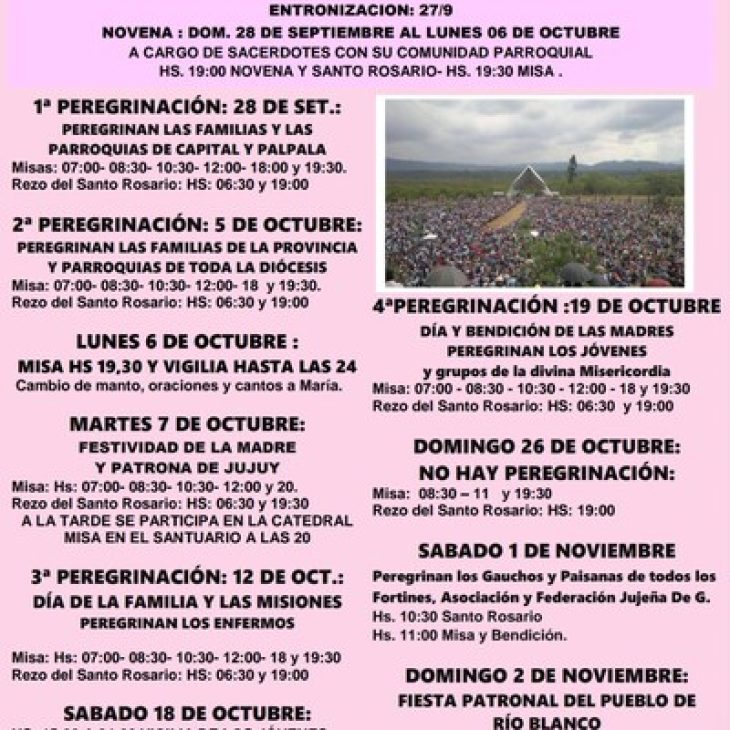Novena y Fiesta en Honor a Ntra. Sra. del Rosario de Rio Blanco y Paypaya – Palpalá